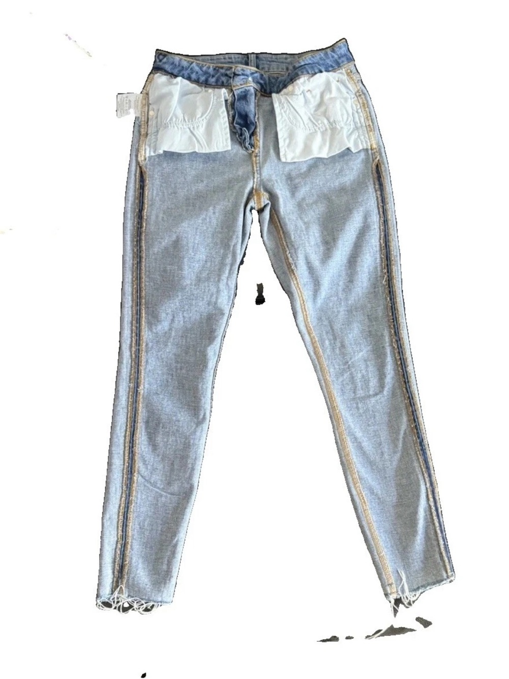 Anthropologie Pilcro Side Tuxedo Stripe Jeans Women Silver Glitter Crop Denim 26 - Picture 16 of 16